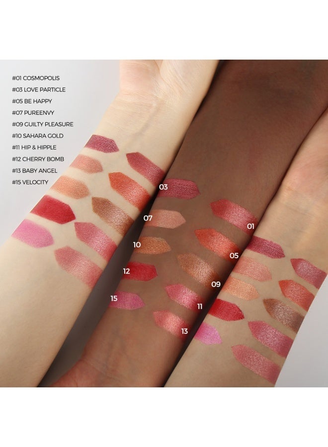 Anglicolor Metallic Shine Lipstick for Women, High Impact Lipcolor, Silky Smooth and Moisturizing, Non-Sticky, Long Lasting and Smudge Proof, Full Coverage Lip MakeUp (#05 BE HAPPY) - Image 5