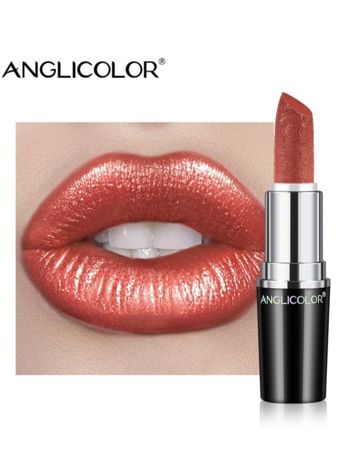 Anglicolor Metallic Shine Lipstick for Women, High Impact Lipcolor, Silky Smooth and Moisturizing, Non-Sticky, Long Lasting and Smudge Proof, Full Coverage Lip MakeUp (#05 BE HAPPY) - Image 2