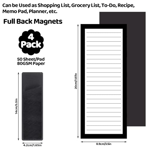 Thboxes 4 Pack Magnetic Note Pad for Fridge with Pen Holder, Totally 200 Sheets Magnetic To Do List, Shopping List, Grocery List, Memo Pads for Refrigerator（Black Border） - Image 2