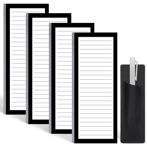 Thboxes 4 Pack Magnetic Note Pad for Fridge with Pen Holder, Totally 200 Sheets Magnetic To Do List, Shopping List, Grocery List, Memo Pads for Refrigerator（Black Border） - Image 1