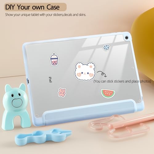 Joyland Striped Bow Pattern for iPad 10th Generation Case 10.9 inch 2022/(A16) 11th Gen 11 Inch 2025,Built-in Pencil Holder with Shockproof Cover Clear Transparent Back Shell Auto Wake/Sleep,Blue - Image 3