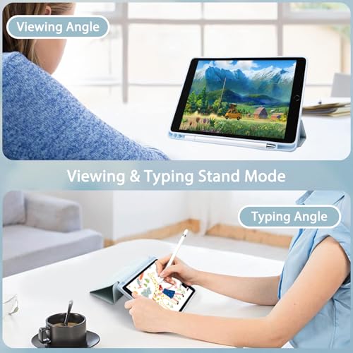 Joyland Striped Bow Pattern for iPad 10th Generation Case 10.9 inch 2022/(A16) 11th Gen 11 Inch 2025,Built-in Pencil Holder with Shockproof Cover Clear Transparent Back Shell Auto Wake/Sleep,Blue - Image 5