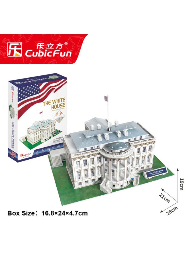 Lecube 3D لغز ثلاثي الأبعاد لعبة الأطفال الإبداعية هدية DIY فندق دبي نموذج البناء العالمي الشهير-اللون: C060h الولايات المتحدة البيت الأبيض - Image 1