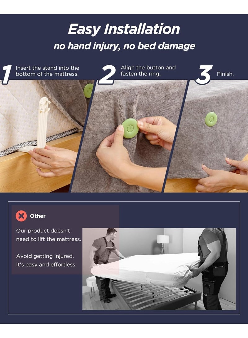 Relex Lock Sheet Holders Set of 8, Bed Sheet Lock Clips, Sheet Fasteners, Suitable for 7 inches and Above, Bed Sheet Clip securely Holds The Bed Sheet in Place, Easy Installation(Green) - Image 4