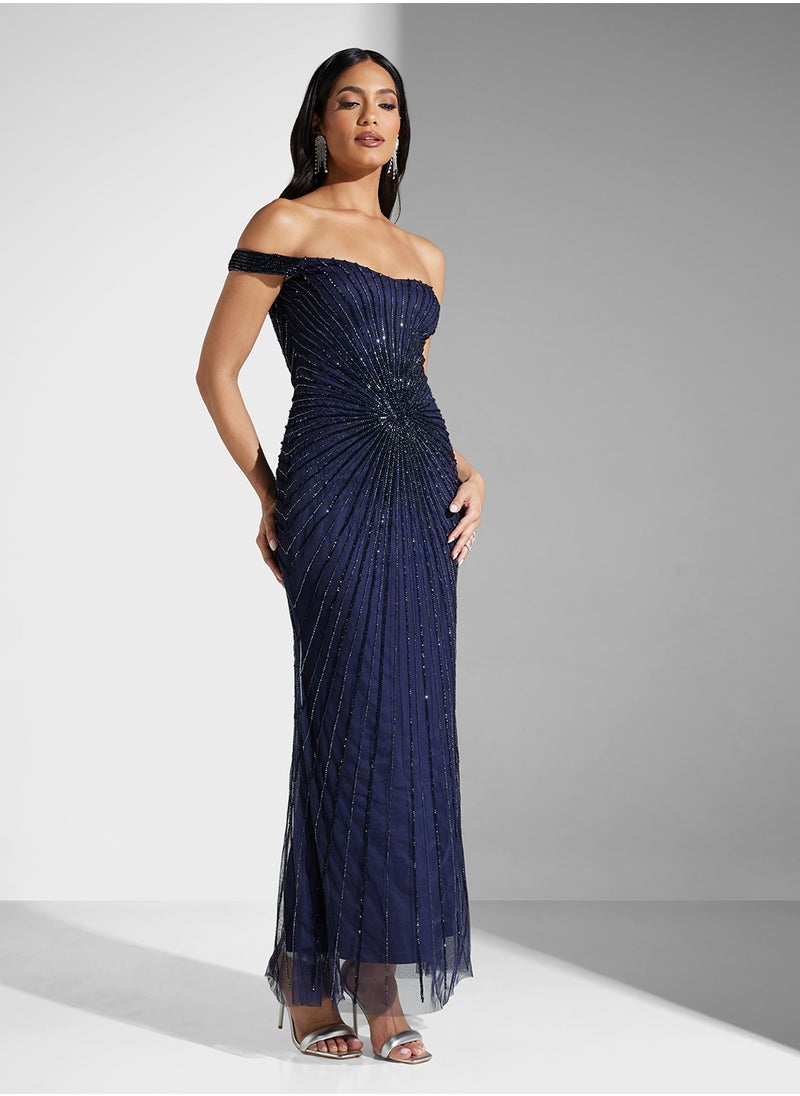 Namshi x Off Shoulder Sequin Embellished Mermaid Dress  - Image 5