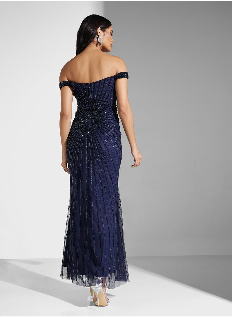 Namshi x Off Shoulder Sequin Embellished Mermaid Dress  - Image 2