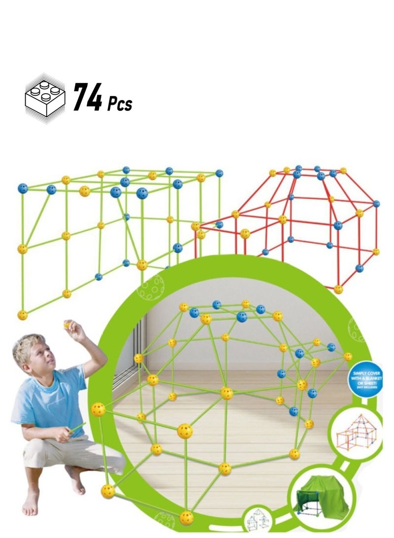NIBEMINENT Puzzle fort building kit DIY children's tent building play house toy building block tent WITHOUT Tent cloth - Image 1