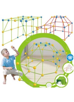 NIBEMINENT Puzzle fort building kit DIY children's tent building play house toy building block tent WITHOUT Tent cloth  - Image 1