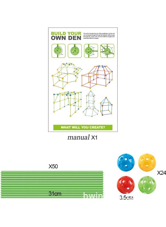 NIBEMINENT Puzzle fort building kit DIY children's tent building play house toy building block tent WITHOUT Tent cloth - Image 3