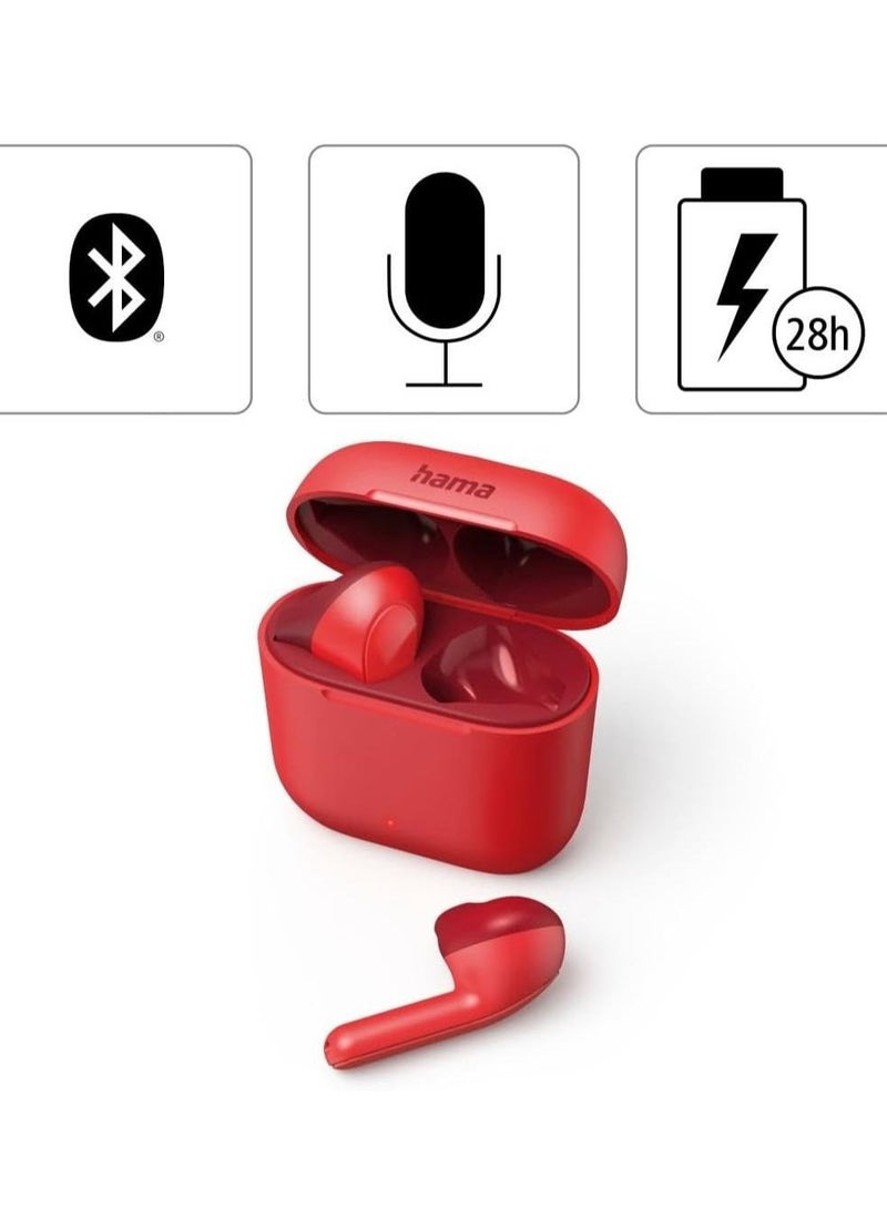 هاما Hama 184075 Freedom Light Bluetooth True Wireless Earbuds, Red - Image 4