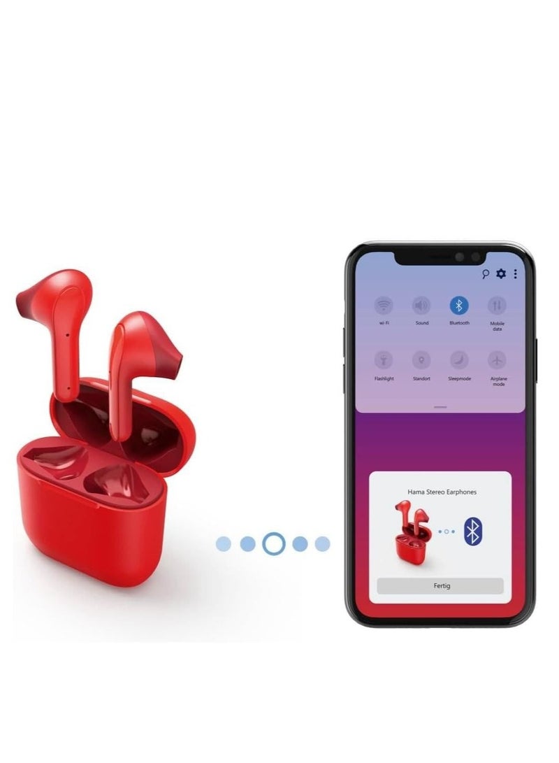 هاما Hama 184075 Freedom Light Bluetooth True Wireless Earbuds, Red - Image 2