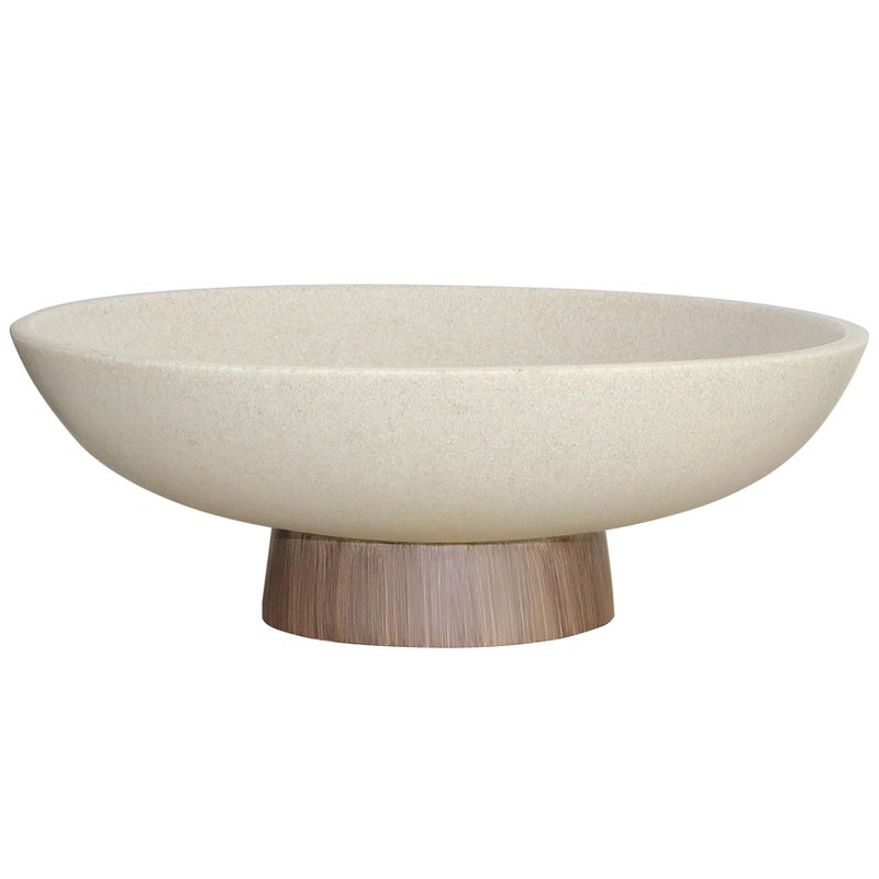 LIN CHUAN Modern Resin Pedestal Bowl â€“ Large Fruit Bowl for Kitchen Counter, Catch All Bowl for Entryway Table, Stylish Key Bowl & Dining Centerpiece, Brown - Image 1