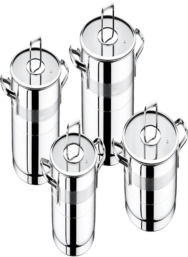 AKDC 8 Pieces Safir Cookware Set 18 Cm Deep Pot, 20 Cm Deep Pot, 24 Cm Deep Pot, 24 Cm Low Pot Silver Color  - Image 3