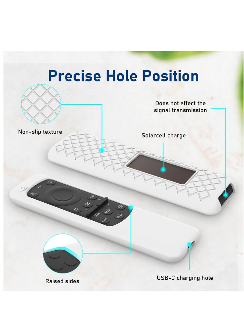Excefore Silicone Protective Case For Samsung Smart Solar Cell Remote Control Bn59-01432a Bn59-01432j Bn59-01432b Bn59-01432 2023 Tm2360e, Anti Slip Shockproof Silicone Cover With Lanyard, White  - Image 2