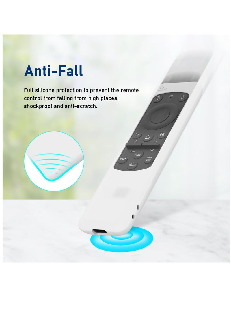 Excefore Silicone Protective Case For Samsung Smart Solar Cell Remote Control Bn59-01432a Bn59-01432j Bn59-01432b Bn59-01432 2023 Tm2360e, Anti Slip Shockproof Silicone Cover With Lanyard, White  - Image 5