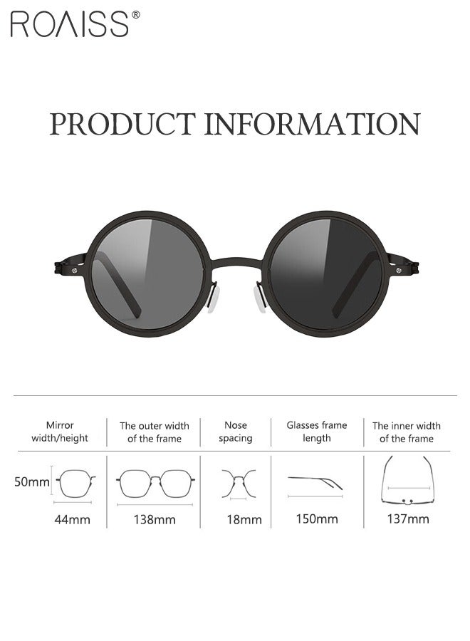 roaiss Rotating Adjustable Polarized Photochromic Sunglasses for Women Men, Retro Punk Round Frame Sun Glasses, UV400 Protection for Driving, Cycling, Hiking, Golf, Fishing - Image 3
