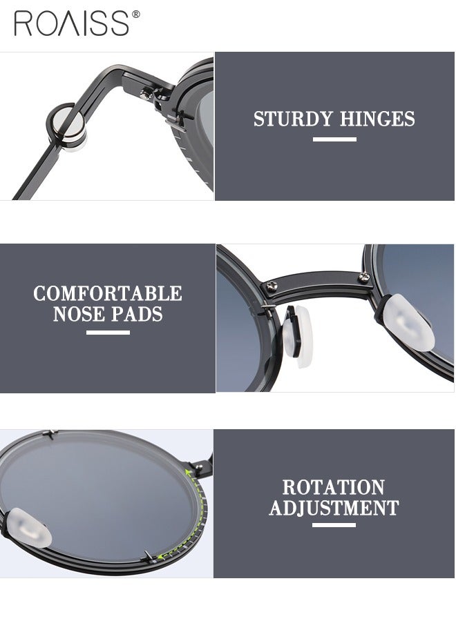 roaiss Rotating Adjustable Polarized Photochromic Sunglasses for Women Men, Retro Punk Round Frame Sun Glasses, UV400 Protection for Driving, Cycling, Hiking, Golf, Fishing - Image 4