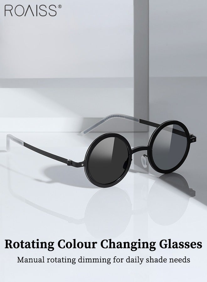 roaiss Rotating Adjustable Polarized Photochromic Sunglasses for Women Men, Retro Punk Round Frame Sun Glasses, UV400 Protection for Driving, Cycling, Hiking, Golf, Fishing - Image 5
