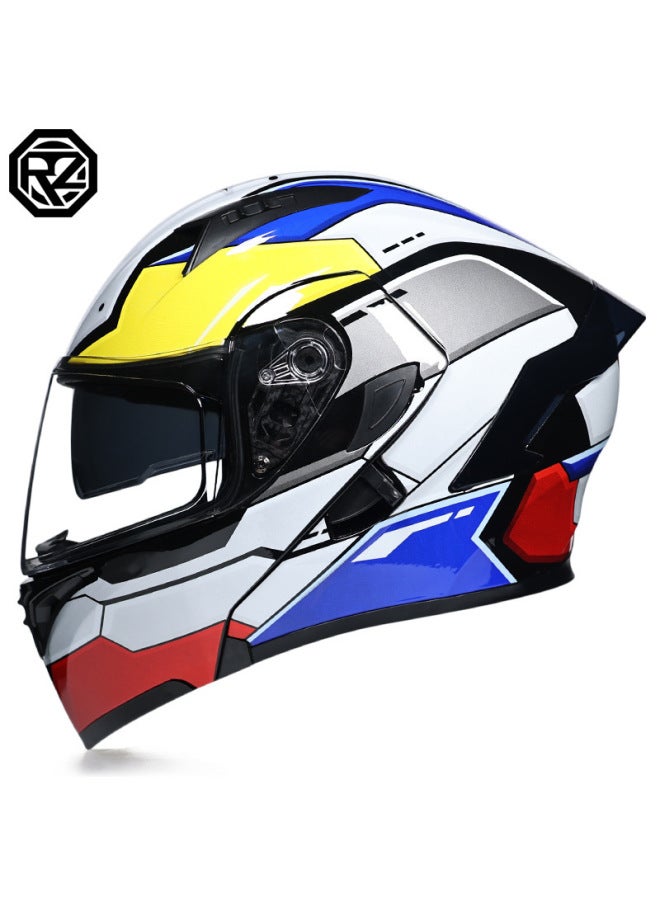 Blue Gundam Orz Motorcycle Helmet Men's And Women's Exposure Helmet Full Helmet Tail Knight Bluetooth Motorcycle Men's And Women's Winter Personalized Electric