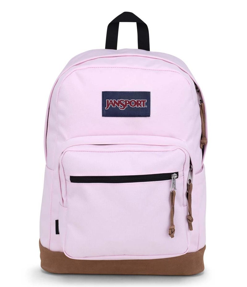 JANSPORT حقيبة ظهر جانسبورت رايت باك - حقيبة يومية متينة مع حافظة لابتوب مبطنة 15 بوصة، حجرة رئيسية واسعة وجيب مدمج لزجاجة الماء - جليد وردي - Image 1