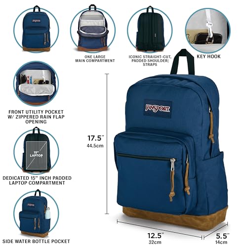 JANSPORT حقيبة ظهر جانسبورت رايت باك - حقيبة يومية متينة مع حافظة لابتوب مبطنة 15 بوصة، حجرة رئيسية واسعة وجيب مدمج لزجاجة الماء - جليد وردي - Image 3