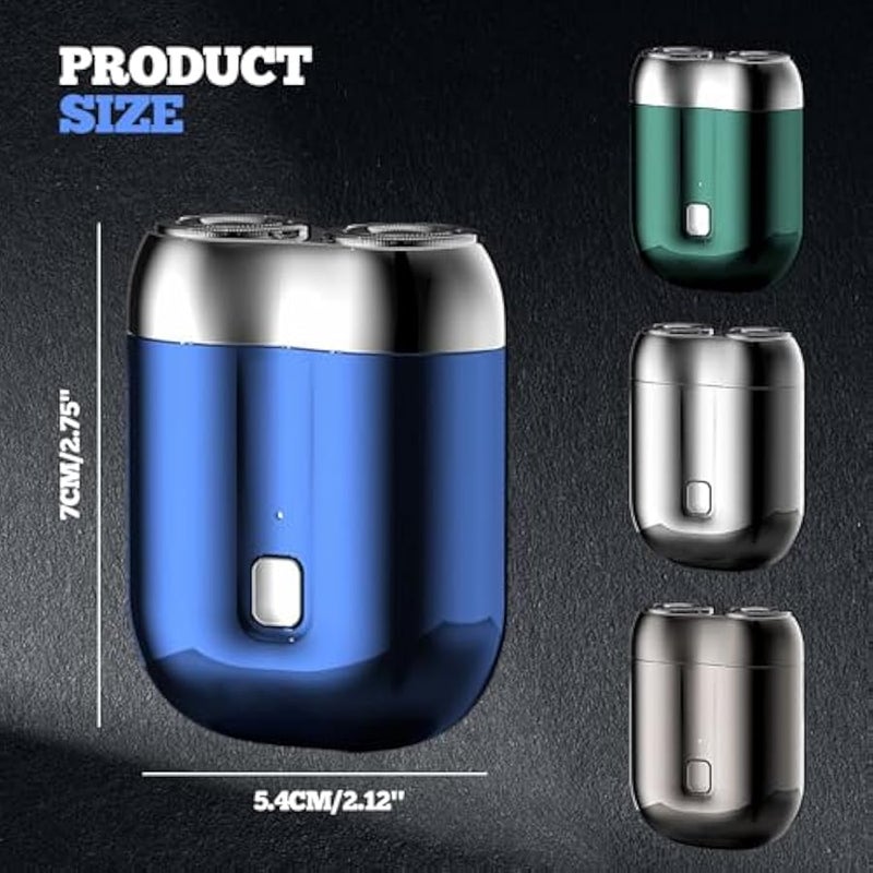 2026 New Upgrade Pocket Shaver USB Mini Shavers for Men, Rechargeable Electric Mini Portable Razor, Washable Double Head Razor, Waterproof Compact Electric Shaver for Home, Car, Travel (Blue) - Image 3