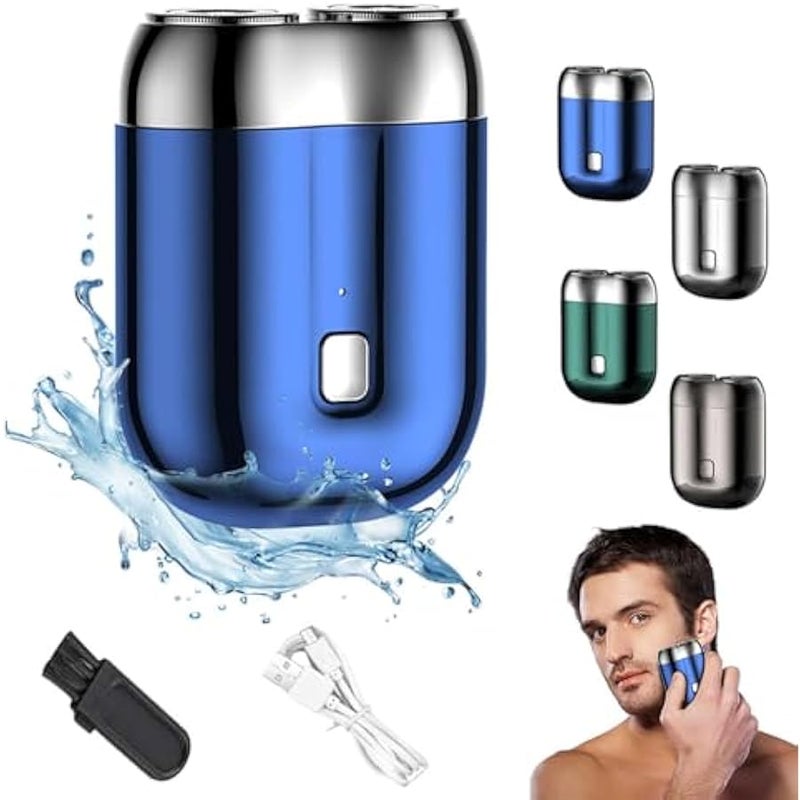 2026 New Upgrade Pocket Shaver USB Mini Shavers for Men, Rechargeable Electric Mini Portable Razor, Washable Double Head Razor, Waterproof Compact Electric Shaver for Home, Car, Travel (Blue) - Image 1