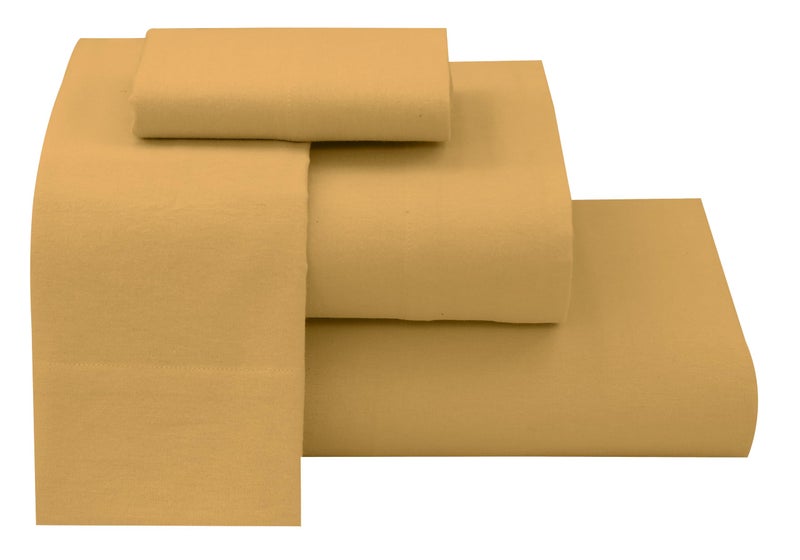 RUVANTI Flannel Sheets Queen Size  100 Cotton Brushed Flannel Bed Sheet Sets 4 Pcs  Marigold