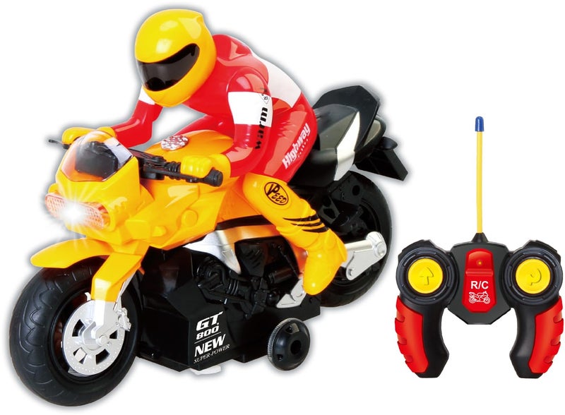 PowerTRC Unleash The Ultimate Racing Thrill 360 Degree Rotate Spinning RC Race Motorcycle Remote Control Race Biker with Dazzling Light and Sound Effect for Kids Yellow - Image 4