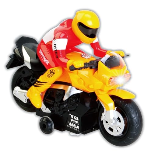 PowerTRC Unleash The Ultimate Racing Thrill 360 Degree Rotate Spinning RC Race Motorcycle Remote Control Race Biker with Dazzling Light and Sound Effect for Kids Yellow - Image 5