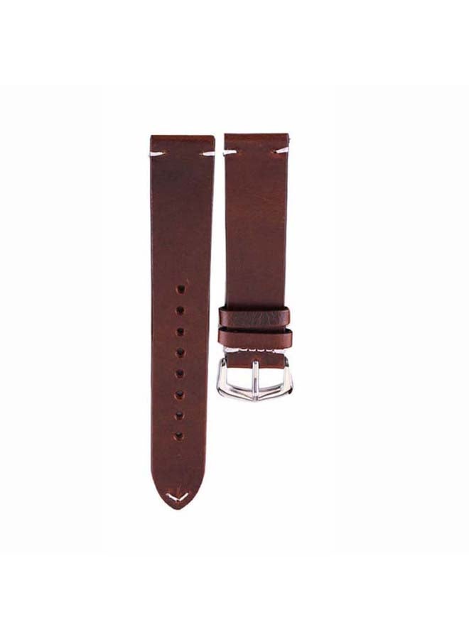 Perfii Genuine Leather Replacement Band for Samsung Galaxy Watch 3 45mm Brown - Image 2