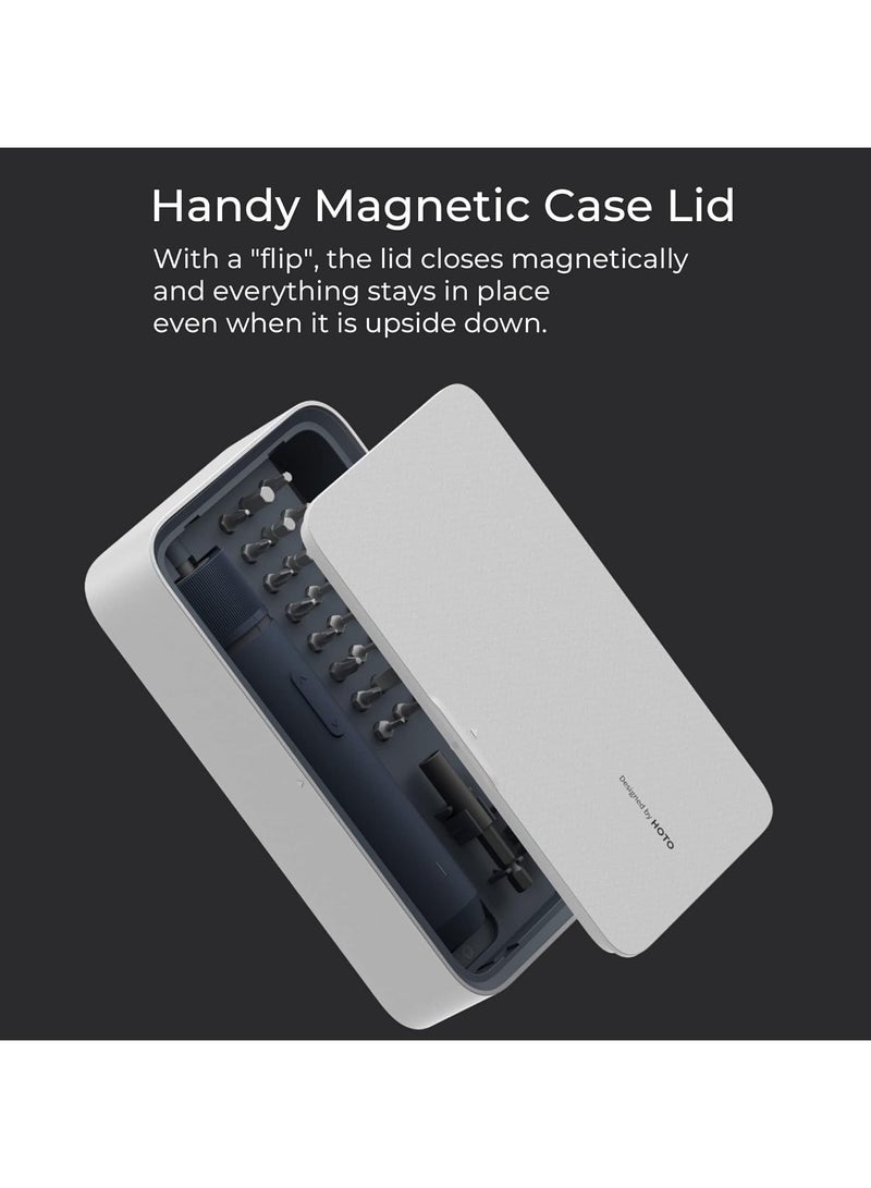 HOTO HOTO Electric Screwdriver Kit, 3.6V Cordless Screwdriver Set, Upgraded Capacity, Magnetic Case Lid, Mechanical Knob, 25 S2-steel Bits, Manual & Electric, LED Light  - Image 2