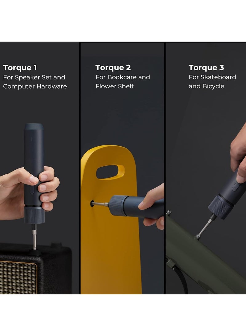HOTO HOTO Electric Screwdriver Kit, 3.6V Cordless Screwdriver Set, Upgraded Capacity, Magnetic Case Lid, Mechanical Knob, 25 S2-steel Bits, Manual & Electric, LED Light  - Image 4