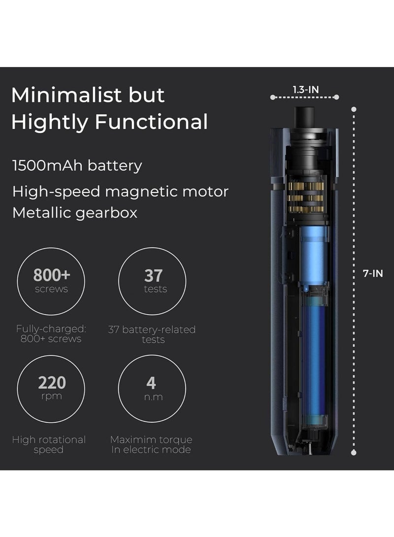 HOTO HOTO Electric Screwdriver Kit, 3.6V Cordless Screwdriver Set, Upgraded Capacity, Magnetic Case Lid, Mechanical Knob, 25 S2-steel Bits, Manual & Electric, LED Light  - Image 5
