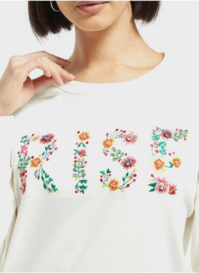 Iconic - Embroidered Puff Sleeve Sweatshirt - Image 1