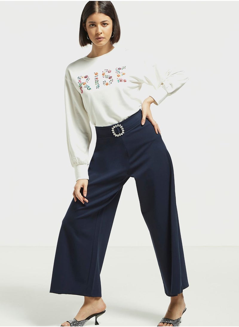 Iconic - Embroidered Puff Sleeve Sweatshirt - Image 1
