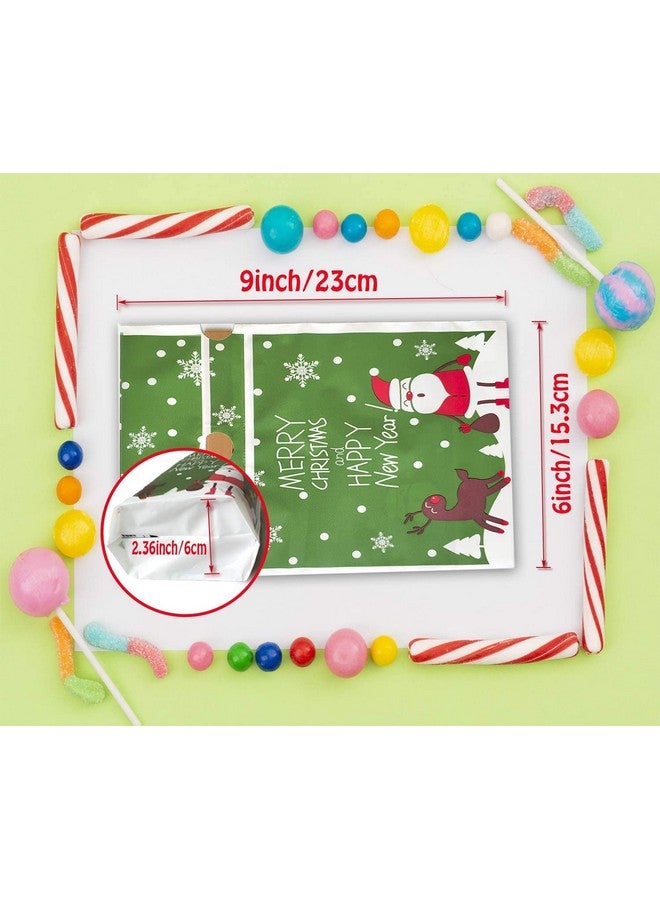 SPADORIVE Christmas Drawstring Gift Bags Small Plastic Candy Bags 9X6 For Treats Goodie Cookies Snack Cute Wrapping Bags With Bowtie For Xmas Party Favor Decoration Supplies Set Of 50 (Medium) - Image 3