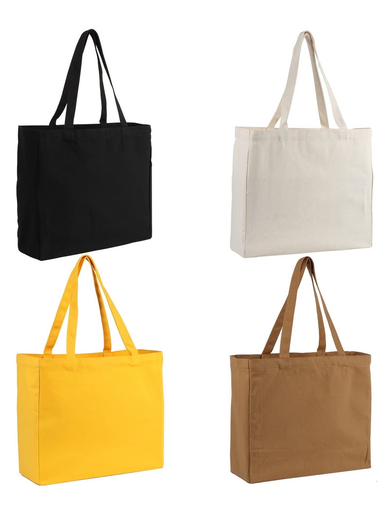 SOLARAE Women's Canvas Tote Bag For Crafts, DIYWomen's Canvas Tote Bag For Crafts, DIY Reusable Grocery Bag Shopping Bag Gift Bag (4 Pack) Reusable Grocery Bag Shopping Bag Gift Bag (4 Pack) - Image 4