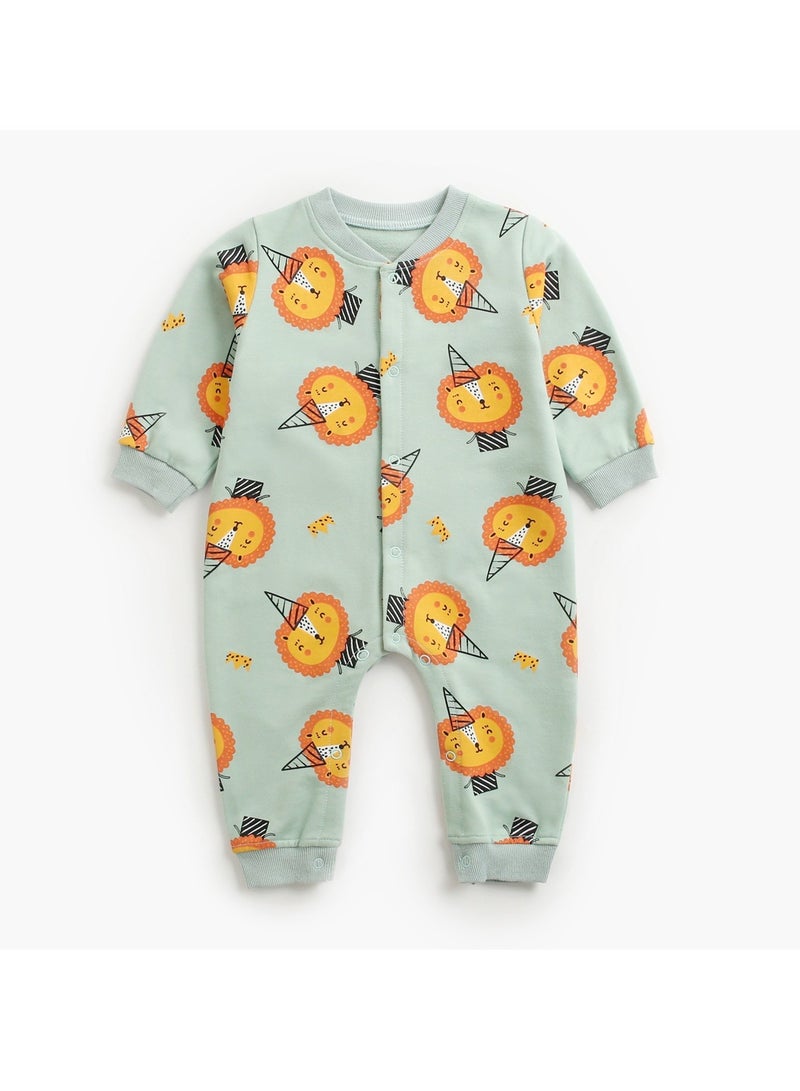 xozgdovg Baby clothing Cartoon long sleeve crawler animal clothing baby clothes newborn 12-18m green lion 