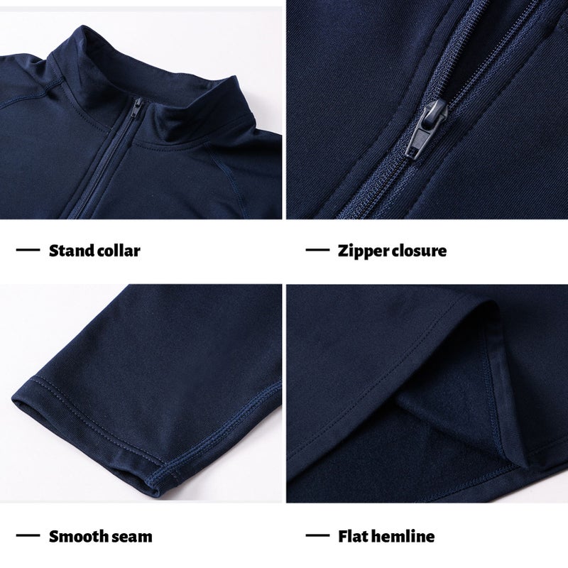 قميض رياضي رجالي من الفليس دافئ ومرن وقصير الجسم بيلعب على الشكل (Bodycon) بكمامة قائمة وأكمام طويلة ومزود بسحابة — ملابس رياضية للركض واللياقة البدنية - Image 5