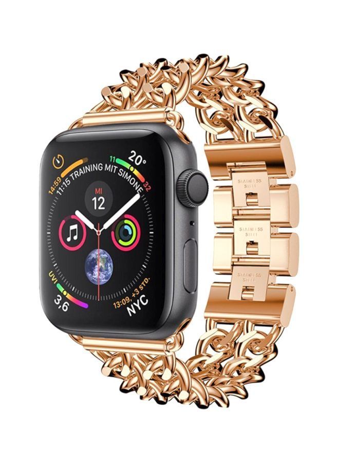 NIBEMINENT Double Row Cowboy Chain Metal Replacement Band For Apple Watch Series 4 44mm Rose Gold - Image 3
