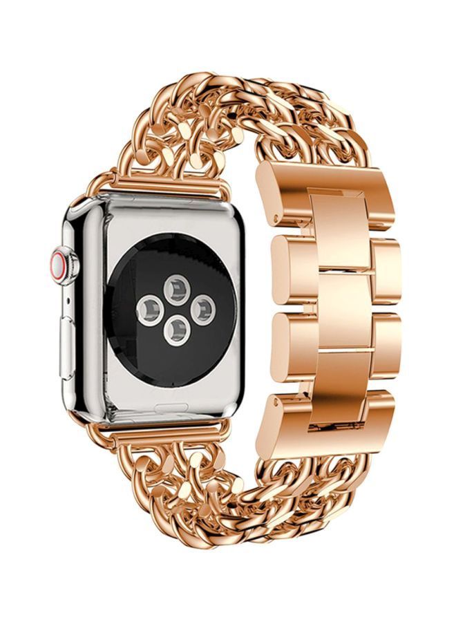NIBEMINENT Double Row Cowboy Chain Metal Replacement Band For Apple Watch Series 4 44mm Rose Gold - Image 2