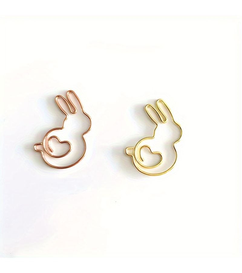 Rabbit Shaped Paper Clips Set Of Two Colors Creative Office And Bookmark Clips - Image 1