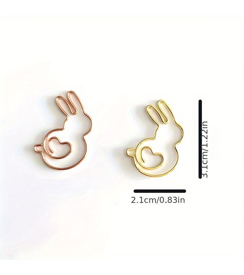 Rabbit Shaped Paper Clips Set Of Two Colors Creative Office And Bookmark Clips - Image 3