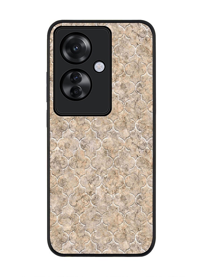 Stylizedd Rugged Black edge case for Oppo Reno11 F / Oppo F25 Pro 5G, Slim fit Soft Case Flexible Rubber Edges Anti Drop TPU Gel Thin Cover -  Arabesque Tiles - Image 1