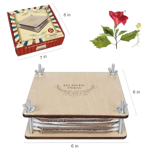 GOTHINK Flower Press Kit - 6 Layers 6 x 6 Inches, Easy to Use, DIY Dried and Preserved Flowers and Leaves, Plants Art & Crafts Wooden Flower Pressing Kit for Adults and Kids - Image 2