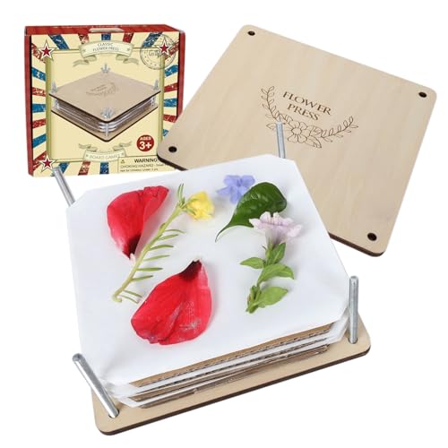 GOTHINK Flower Press Kit - 6 Layers 6 x 6 Inches, Easy to Use, DIY Dried and Preserved Flowers and Leaves, Plants Art & Crafts Wooden Flower Pressing Kit for Adults and Kids - Image 1