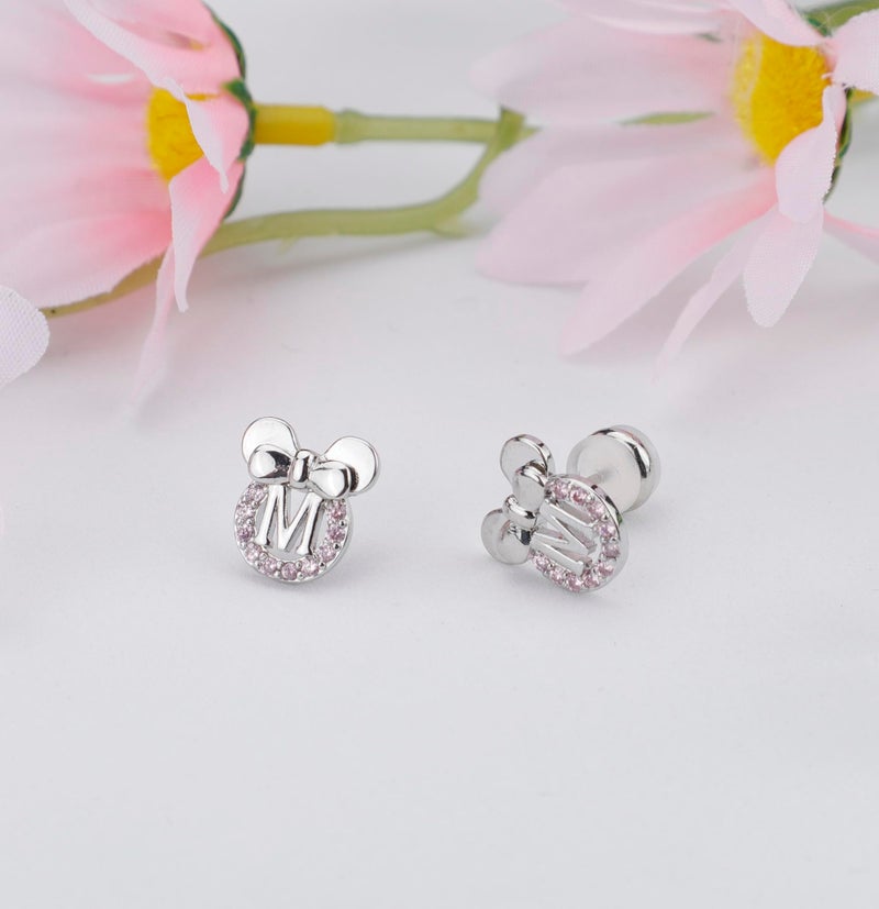 Staligue 14K Gold Plated Sterling Silver Initial Earrings for Women Cubic Zirconia S925 Hypoallergenic Alphabet Letter Earrings (Silver, M) - Image 3