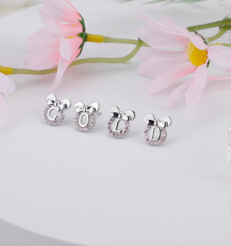 Staligue 14K Gold Plated Sterling Silver Initial Earrings for Women Cubic Zirconia S925 Hypoallergenic Alphabet Letter Earrings (Silver, M) - Image 4