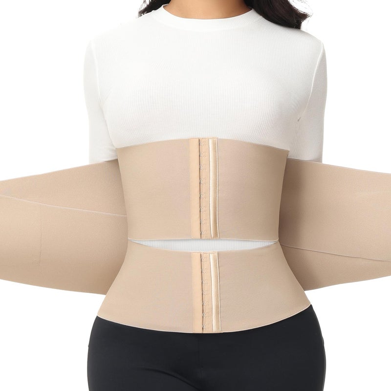 SHAPSHE Waist Trainer for Women Tummy Control Workout Cincher Triple Wrap Belt Postpartum Girdle with Hooks TANMedium - Image 2